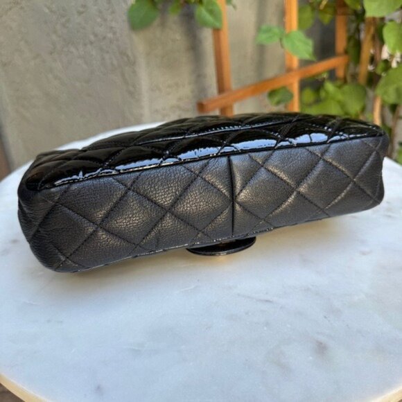 Chanel Classic CC Eyelet Quilted Patent Leather Medium Single Flap Crossbody - Picture 12 of 16